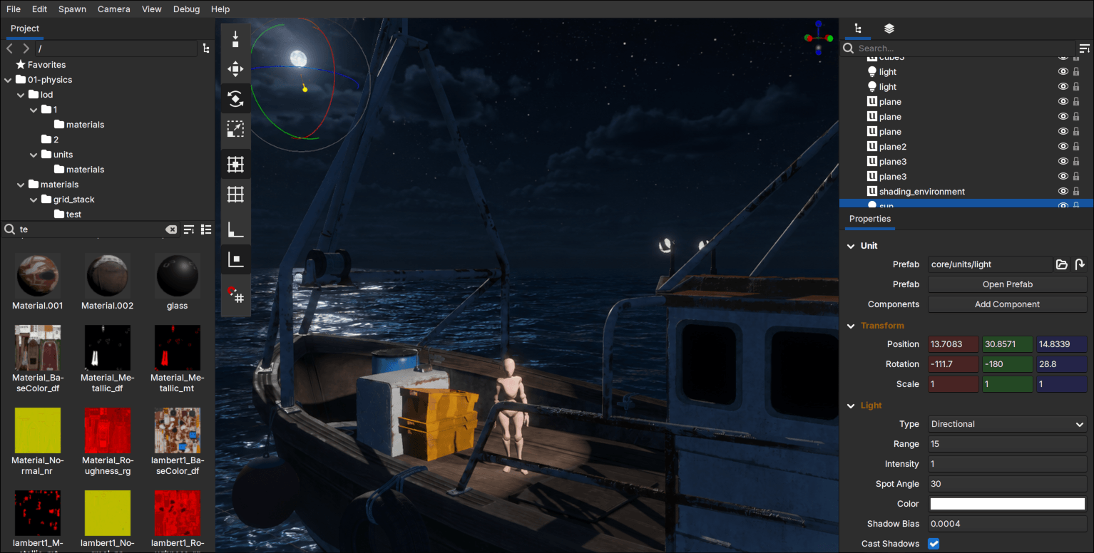 Editing a moonlit boat scene in Crown